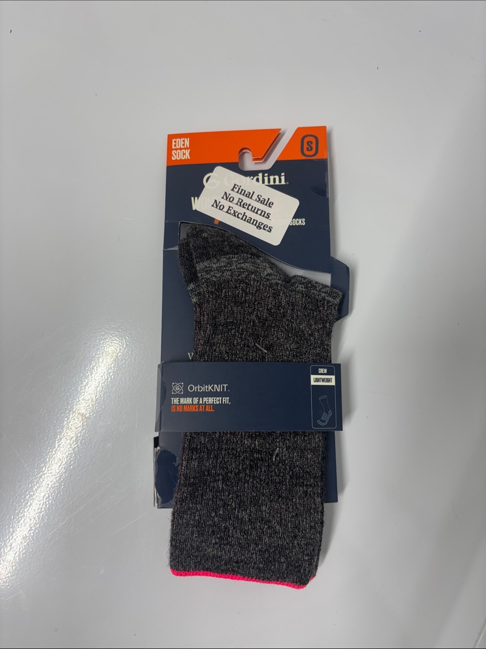 Gordini women’s Eden lightweight crew sock size small NWT